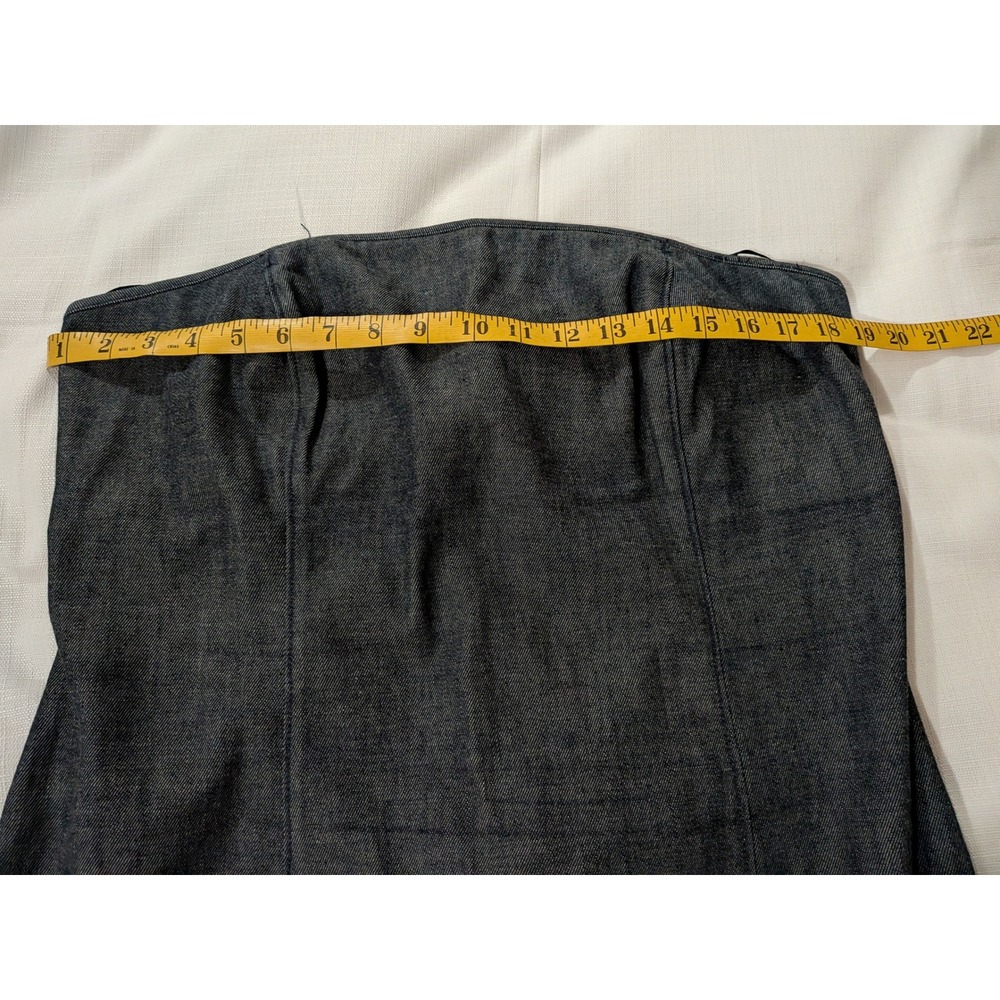 Gap Women Sz 16 Strapless Dark Wash Denim Midi Dress Stretch 100% Cotton Minimal - Picture 6 of 6